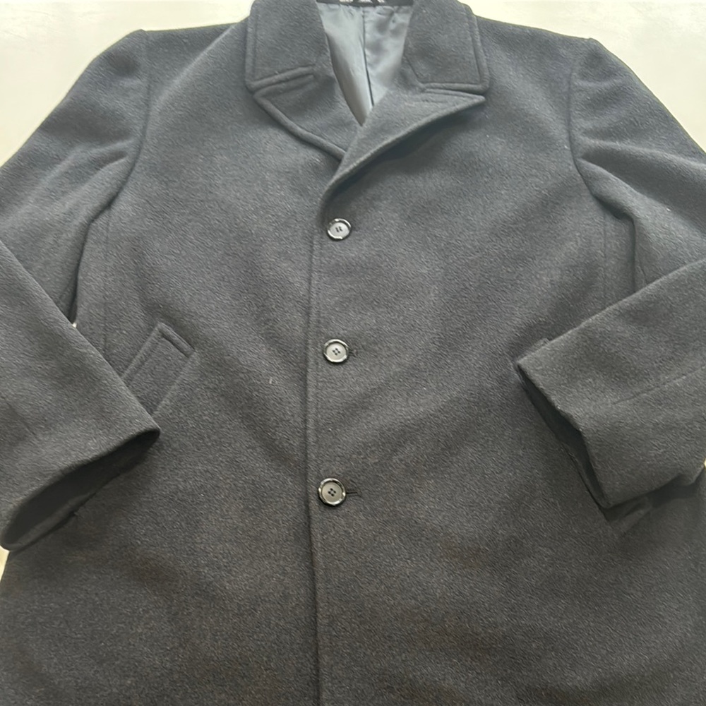 London Fog Dark Pea Coat Classic Wool-Blend Design